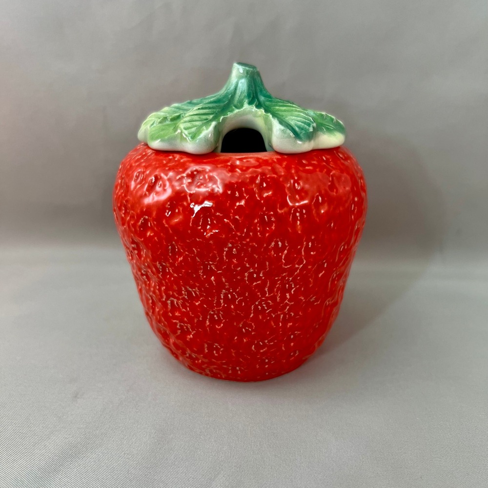 Sur La Table Strawberry Jam Jar Small Red Good Italian Ceramic Lidded Pot
